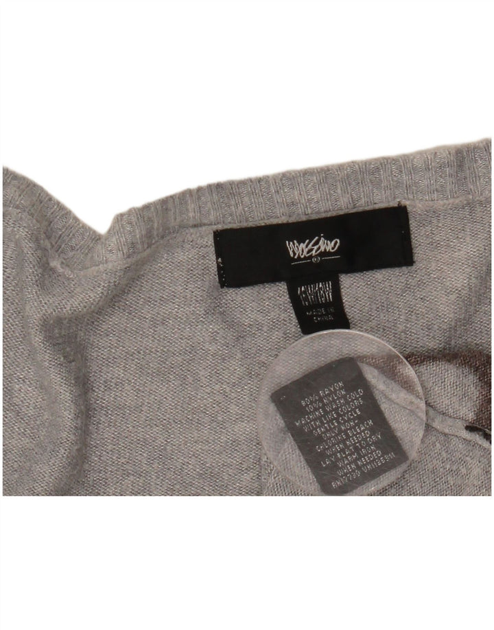 Suéter feminino MOSSIMO com gola canoa e gola redonda Reino Unido 16/18 grande cinza floral