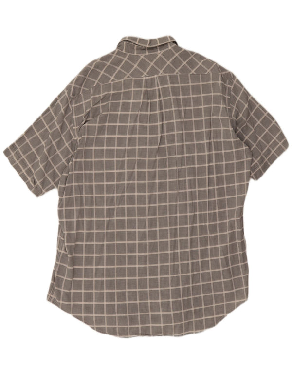 Camisa masculina de manga curta Marlboro Classics 2XL algodão xadrez cinza