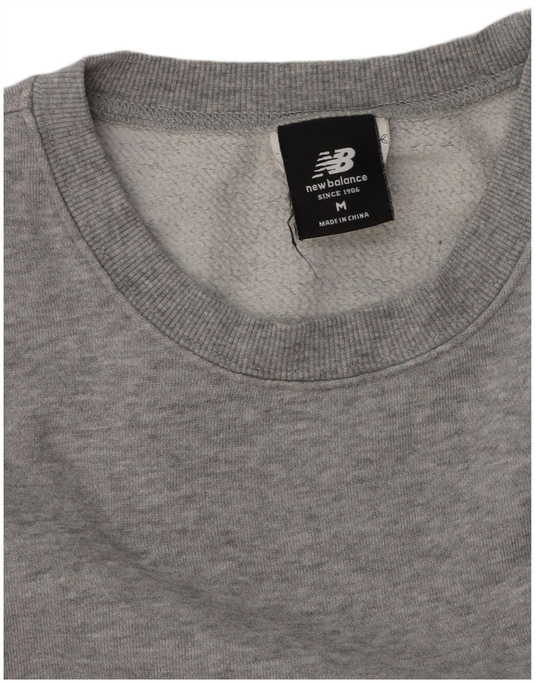 Moletom masculino New Balance, moletom cinza médio manchado de algodão