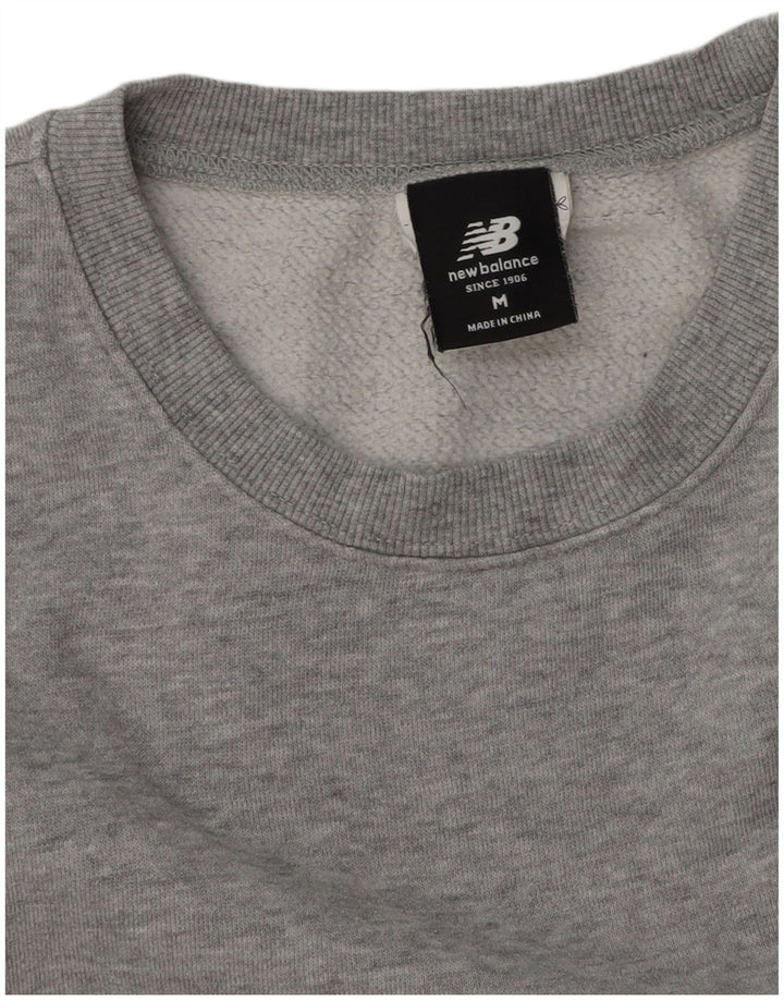 Moletom masculino New Balance, moletom cinza médio manchado de algodão