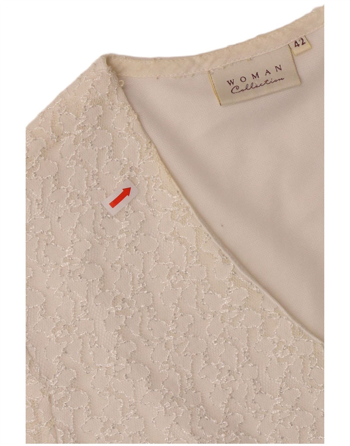 Blusa feminina vintage manga curta IT 42 médio off white poliamida