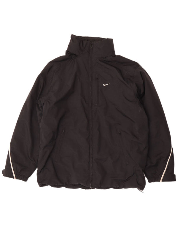 Jaqueta corta-vento masculina Nike Graphic com capuz Reino Unido 42/44 grande poliéster preto