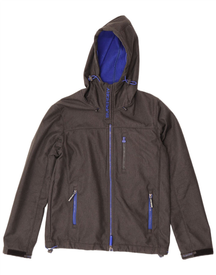 Jaqueta corta-vento masculina Superdry Windtrekker Graphic UK 40 grande cinza