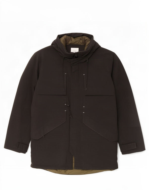 Casaco corta-vento masculino Zara com capuz Reino Unido 36 pequeno poliéster preto