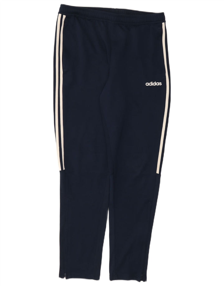 Calça de treino masculina Adidas Climalite grande poliéster azul marinho