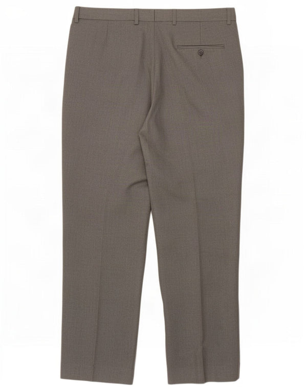 Calça masculina de ajuste regular Marks & Spencer W36 L29 poliéster cinza