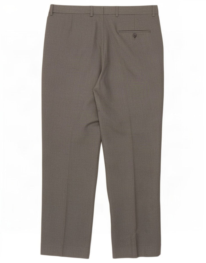Calça masculina de ajuste regular Marks & Spencer W36 L29 poliéster cinza