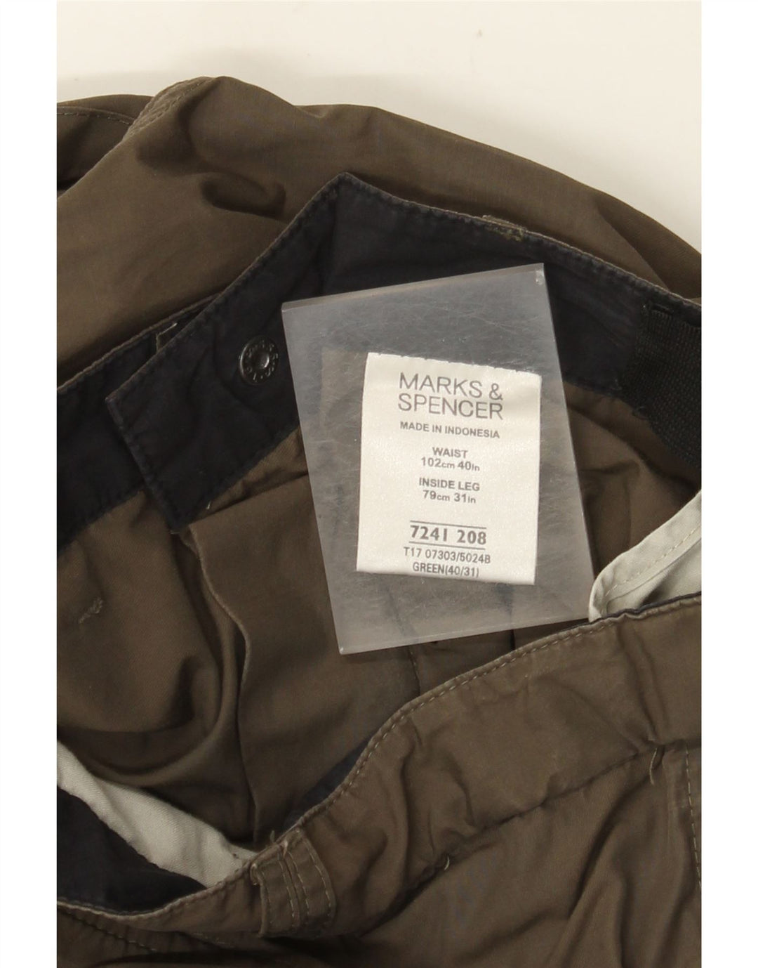 Calça cargo masculina reta MARKS & SPENCER W40 L31 poliamida verde