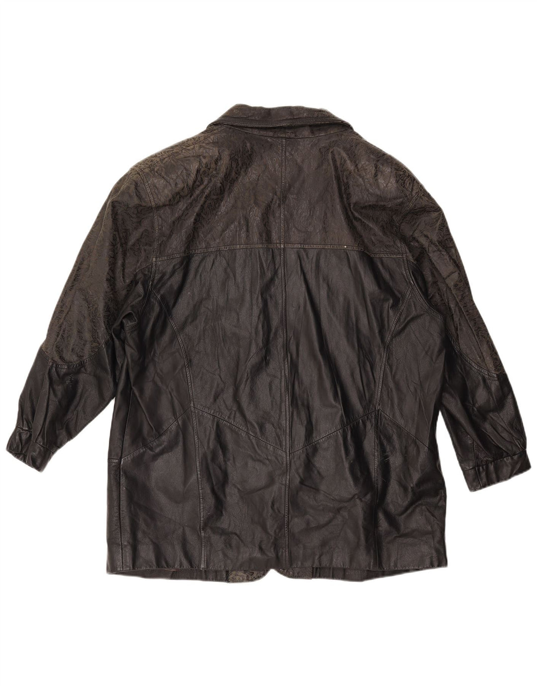Jaqueta de couro masculina vintage com ajuste solto IT 46 couro preto pequeno