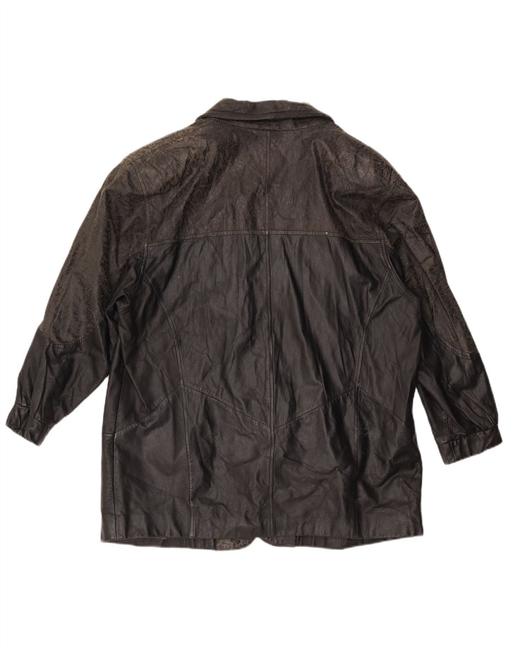 Jaqueta de couro masculina vintage com ajuste solto IT 46 couro preto pequeno