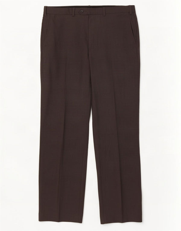 Calça masculina de terno reto Marks & Spencer W36 L31 lã cinza