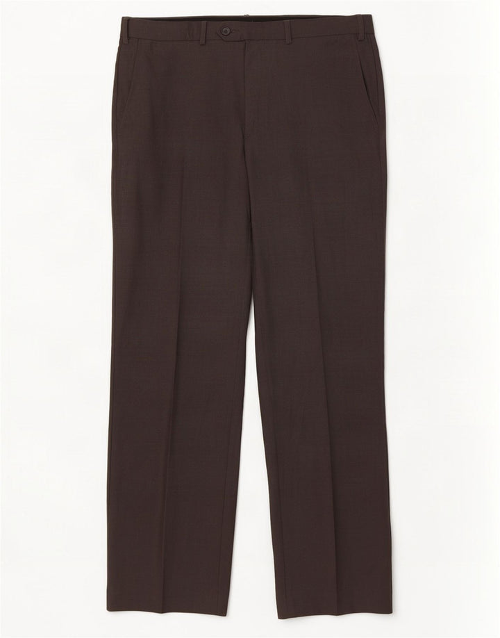 Calça masculina de terno reto Marks & Spencer W36 L31 lã cinza