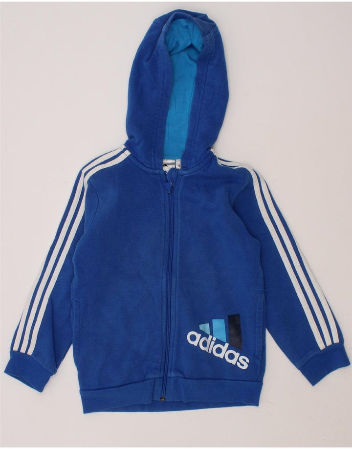 ADIDAS Boys Zip Hoodie Sweater 3-4 Years Blue Cotton Vintage Adidas and Second-Hand Adidas from Messina Hembry 