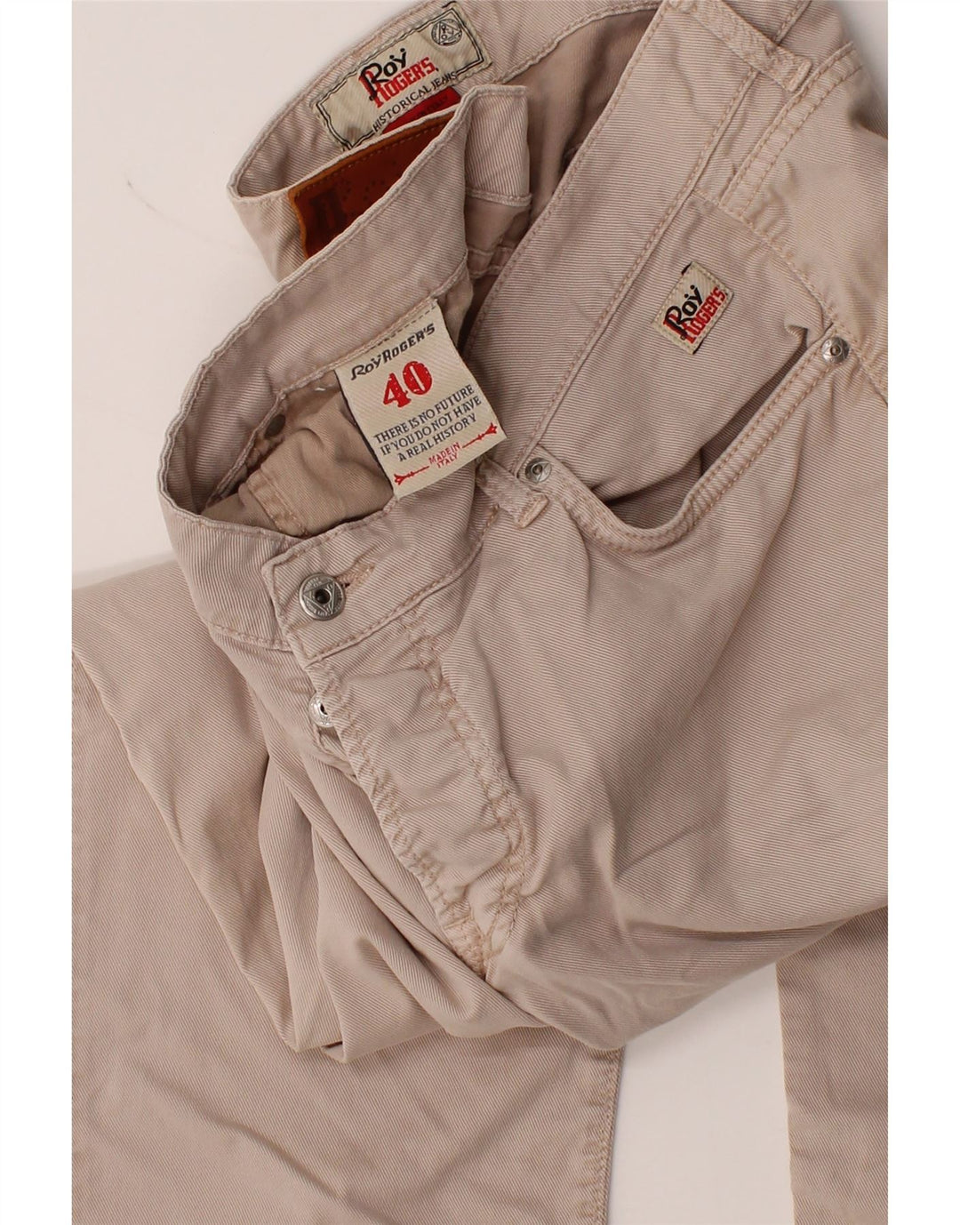 ROY ROGERS Mens Straight Casual Trousers W40 L31 Beige Cotton Vintage Roy Rogers and Second-Hand Roy Rogers from Messina Hembry 