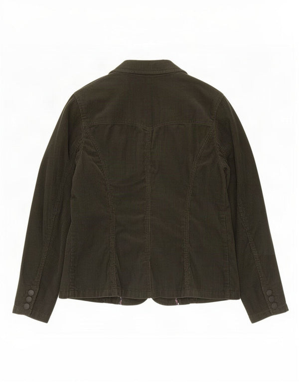 Jaqueta blazer feminina de veludo com 2 botões Marks & Spencer Reino Unido 16 grande cáqui