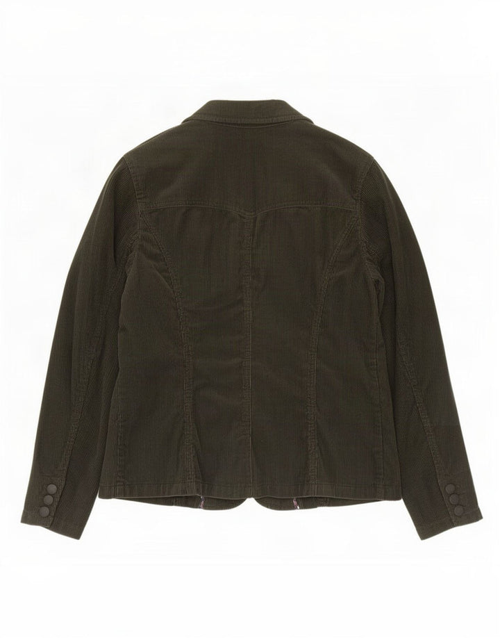 Jaqueta blazer feminina de veludo com 2 botões Marks & Spencer Reino Unido 16 grande cáqui