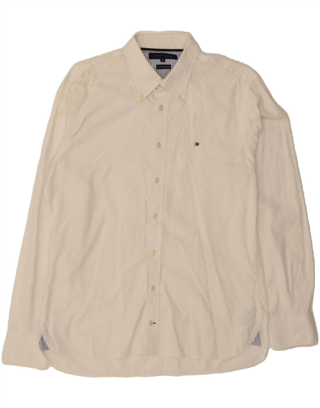 TOMMY HILFIGER Mens Shirt Medium White Cotton Vintage Tommy Hilfiger and Second-Hand Tommy Hilfiger from Messina Hembry 