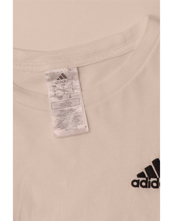 Adidas Mens T-Shirt Top Pequeno Algodão Branco