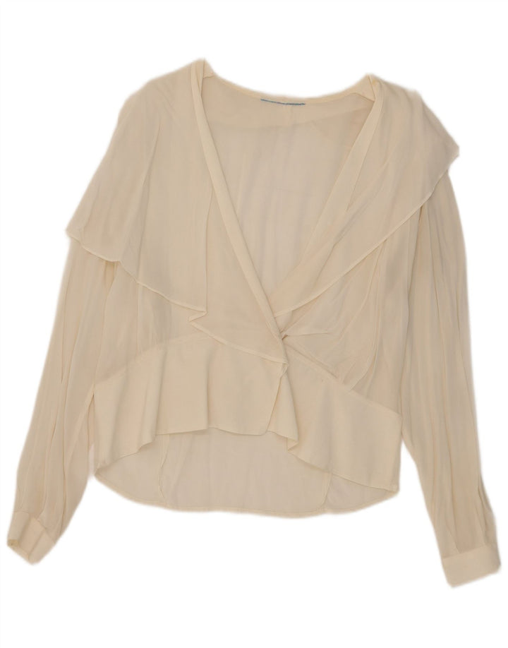 Cardigan feminino transparente vintage UK 14 grande branco