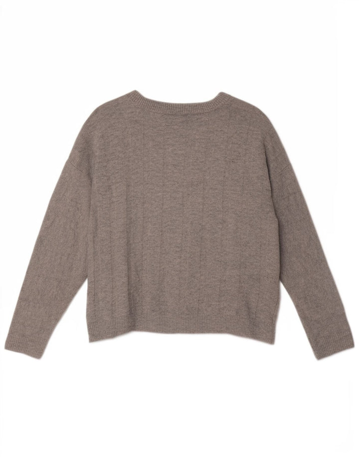 Suéter feminino Marks & Spencer grande com gola canoa Reino Unido 10 pequeno cinza