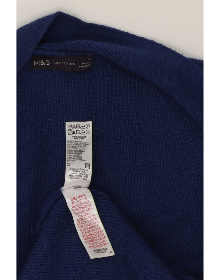 Suéter cardigã feminino oversized longline Marks & Spencer Reino Unido 16 grande azul