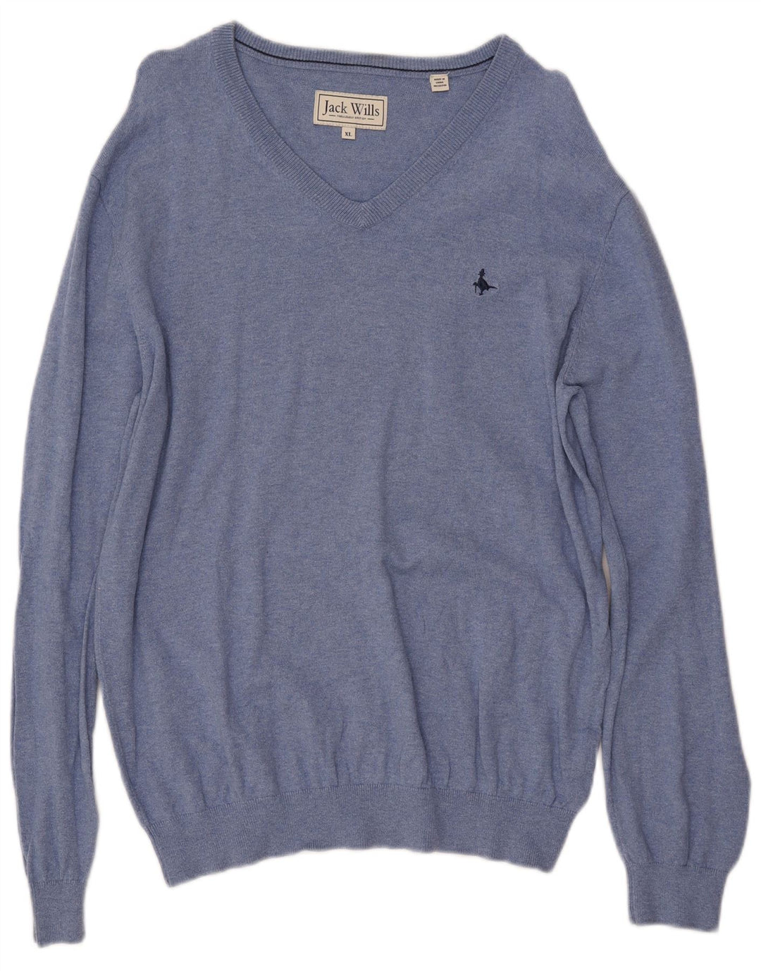 JACK WILLS Suéter masculino com decote em V XL algodão azul
