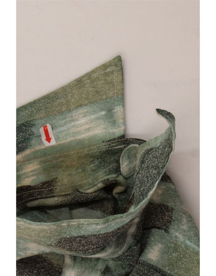 Camisa masculina VINTAGE de manga curta grande verde geométrica