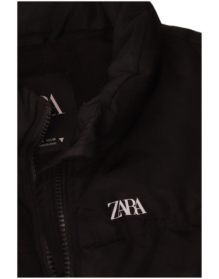 Colete acolchoado feminino Zara UK 14 poliéster preto médio
