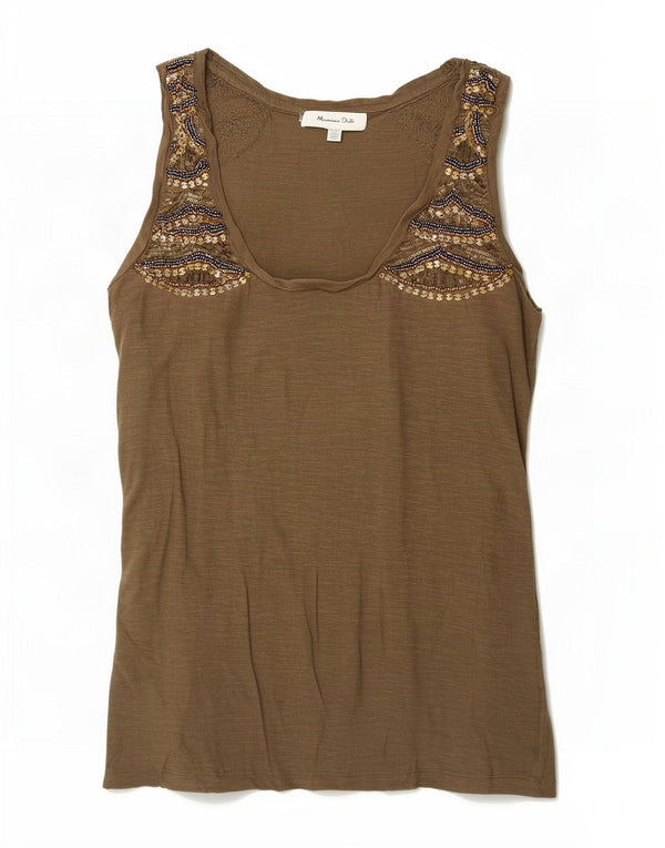 Colete feminino Massimo Dutti UK 6 XS algodão marrom