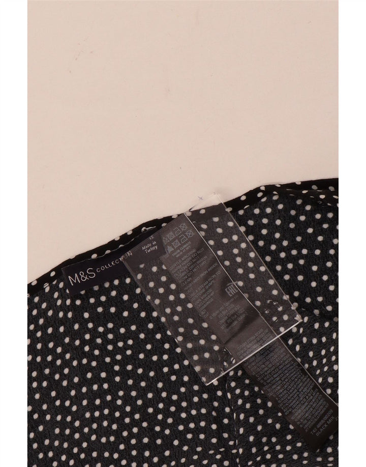 Blusa feminina de manga comprida Marks & Spencer Reino Unido 12 médio preto manchado