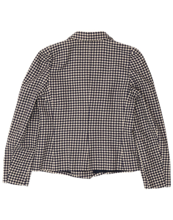Jaqueta blazer feminina vintage com peito duplo IT 42 médio azul marinho guingão