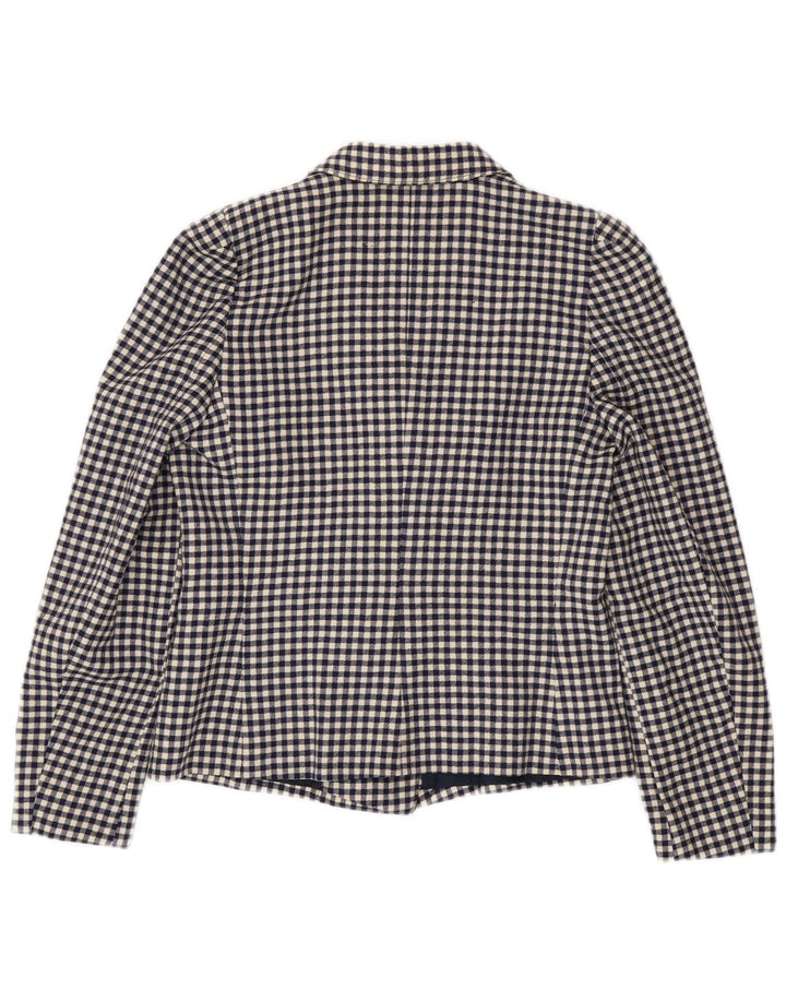 Jaqueta blazer feminina vintage com peito duplo IT 42 médio azul marinho guingão