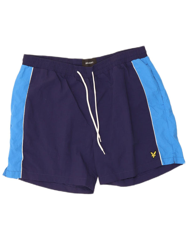 Shorts de natação masculino Lyle & Scott 2XL azul marinho colorblock nylon