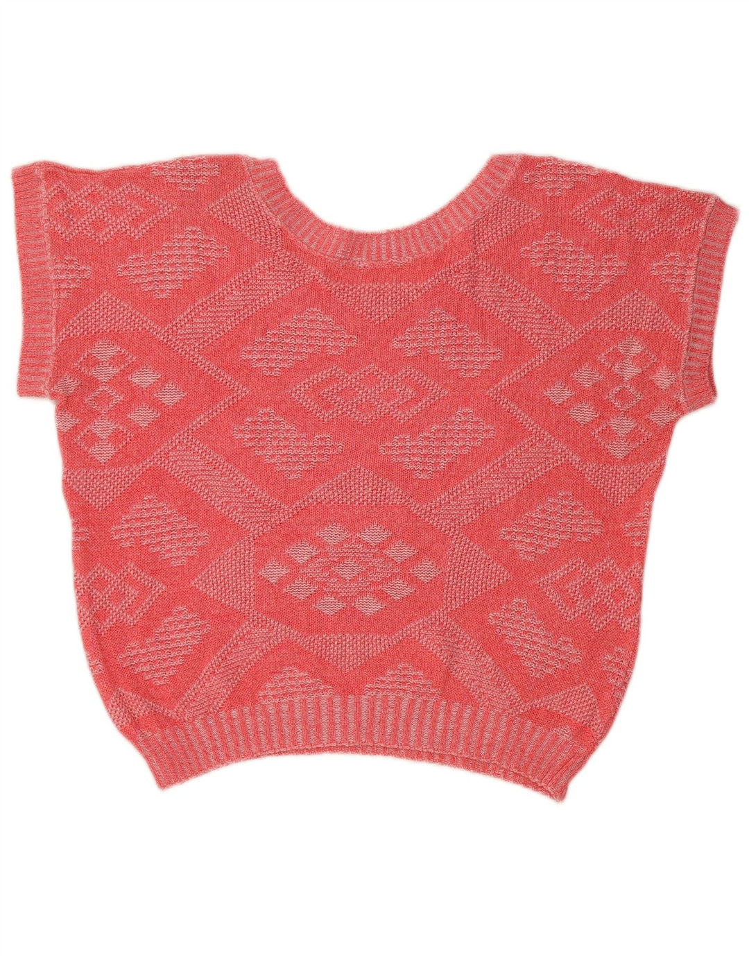 Suéter feminino VINTAGE com gola canoa e gola redonda Reino Unido 14 rosa médio