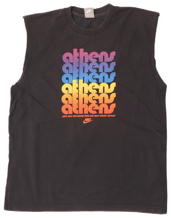 Nike Mens Graphic Vest Top UK 42/44 Grande Algodão Preto