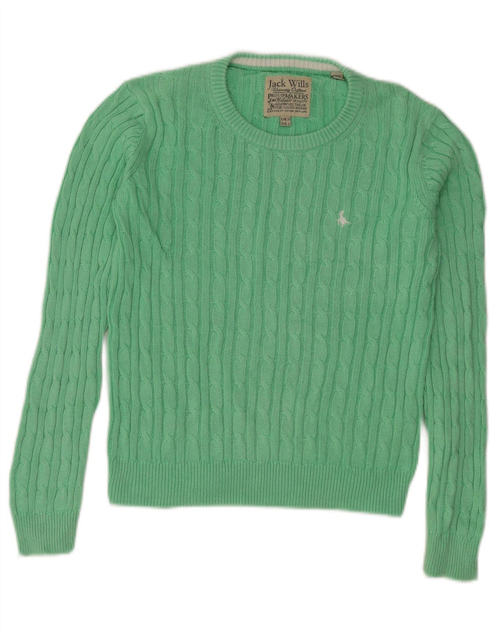 Jack Wills Suéter feminino oversized com gola redonda Reino Unido 10 pequeno verde