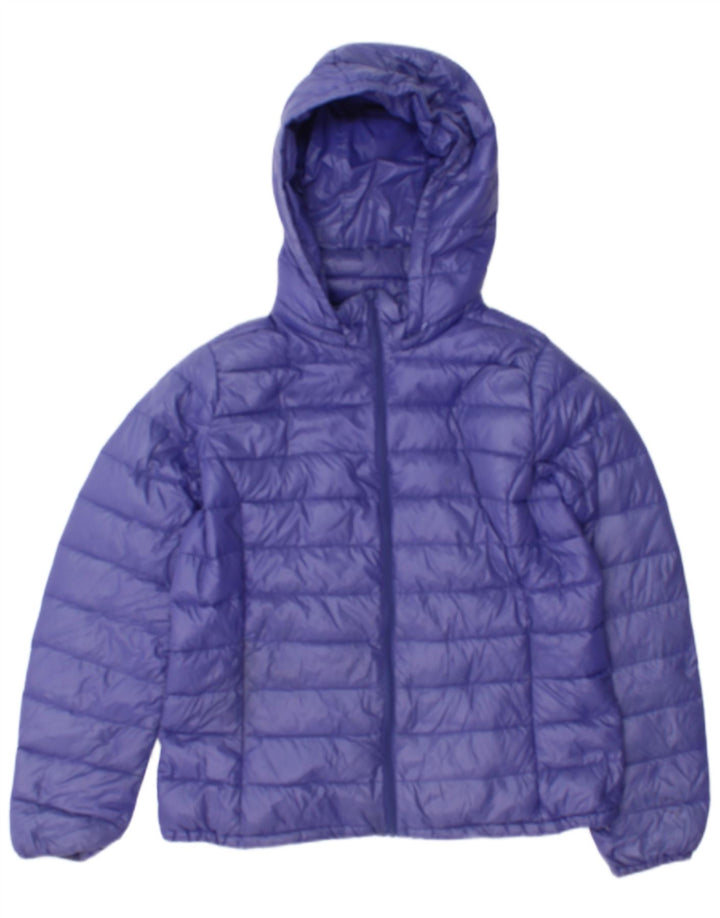 Jaqueta acolchoada com capuz feminina Benetton UK 14 grande roxo