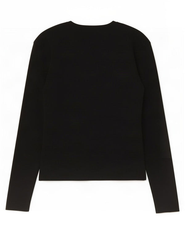 Top feminino Zara manga comprida UK 14 grande nylon preto