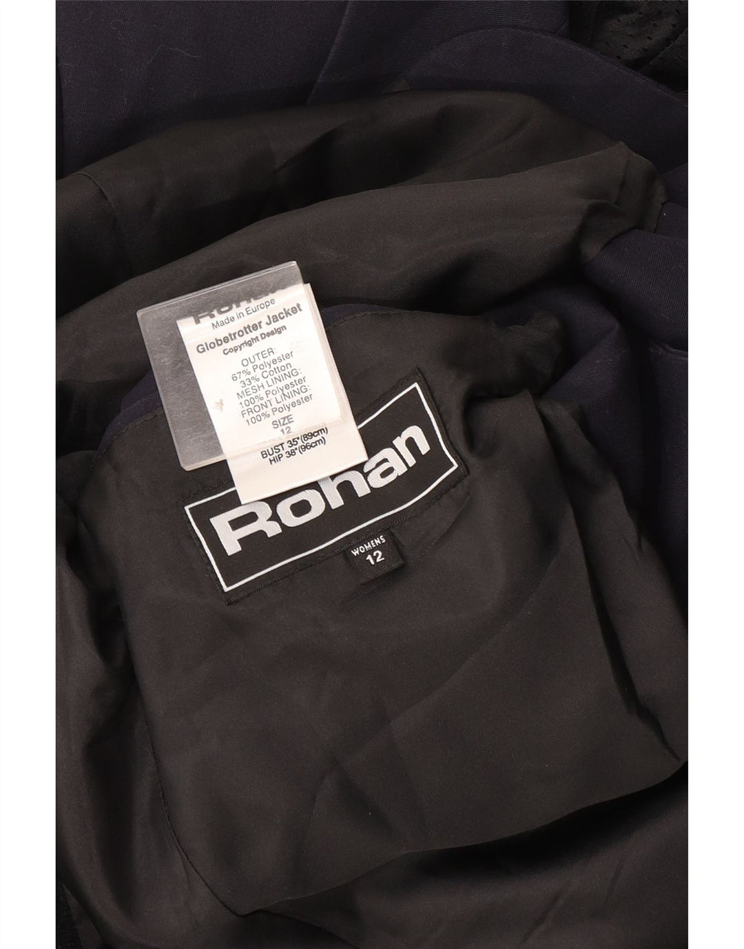Jaqueta blazer feminina Rohan com 3 botões Reino Unido 12 poliéster azul marinho médio