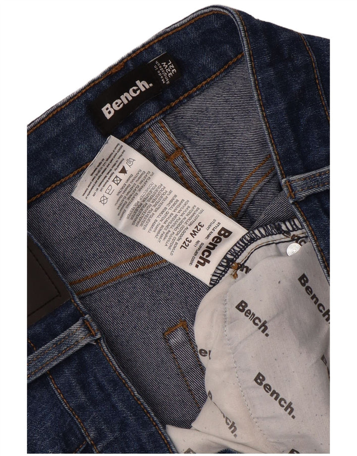 BENCH Mens Straight Jeans W32 L32 Azul Algodão