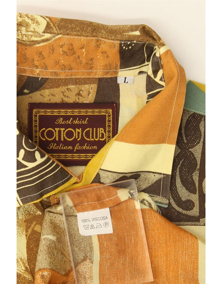 Cotton Club Mens Abstract Padrão Camisa de manga curta grande multicolorida
