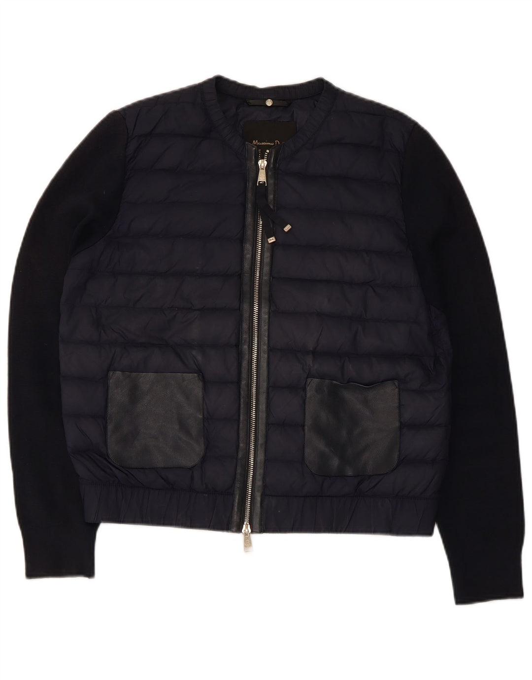 Jaqueta acolchoada feminina Massimo Dutti UK 14 médio azul marinho nylon