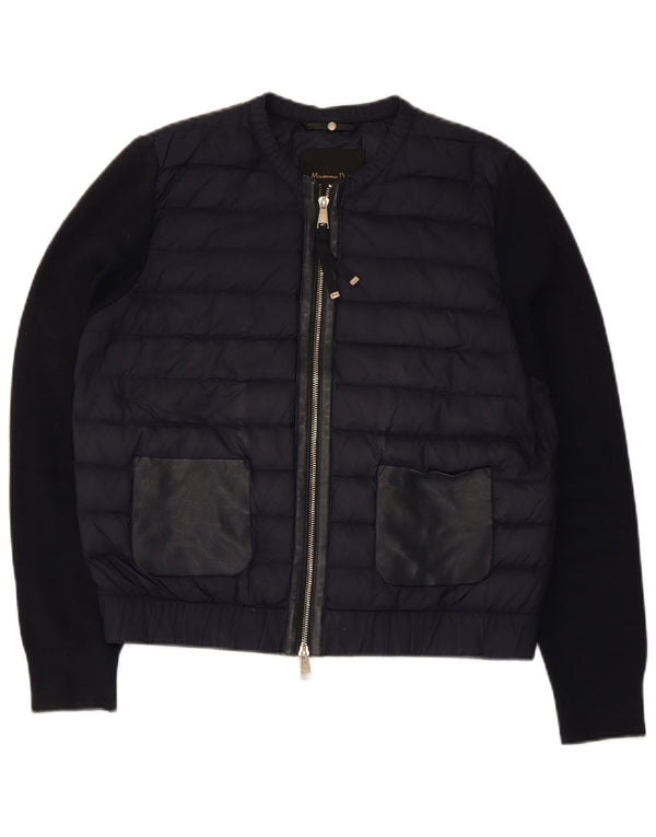 Jaqueta acolchoada feminina Massimo Dutti UK 14 médio azul marinho nylon