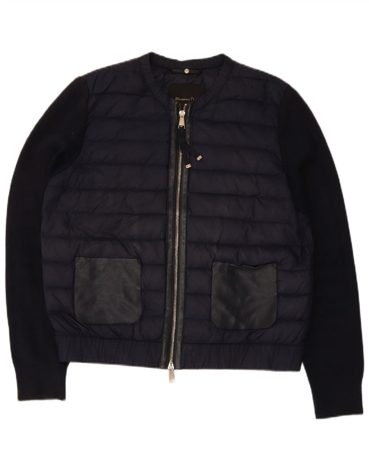 Jaqueta acolchoada feminina Massimo Dutti UK 14 médio azul marinho nylon