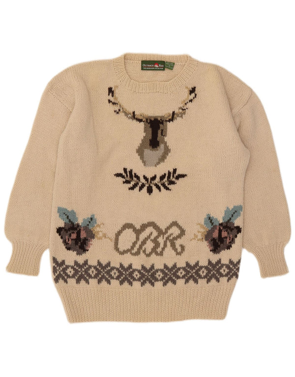 Suéter masculino Outback Red com gola redonda e gola redonda médio bege Fair Isle