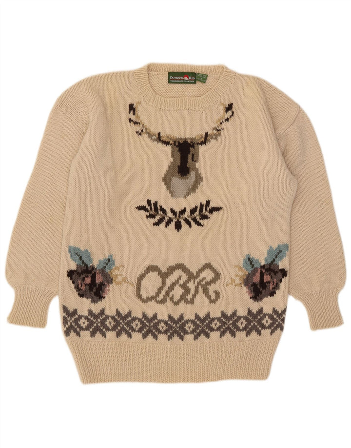 Suéter masculino Outback Red com gola redonda e gola redonda médio bege Fair Isle