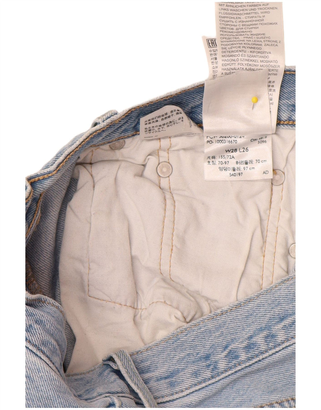 LEVI'S Masculino 501 Straight Jeans W28 L26 Azul Algodão