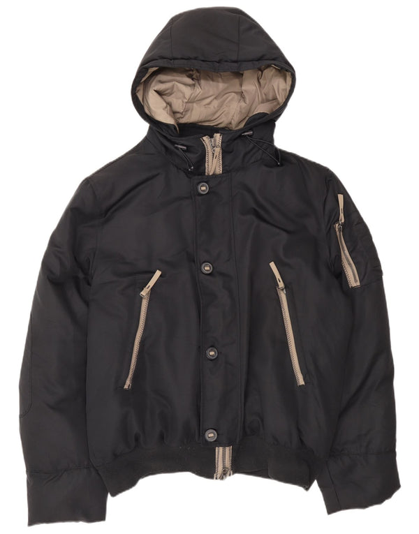 Jaqueta masculina acolchoada com capuz Benetton IT 54 2XL poliéster preto