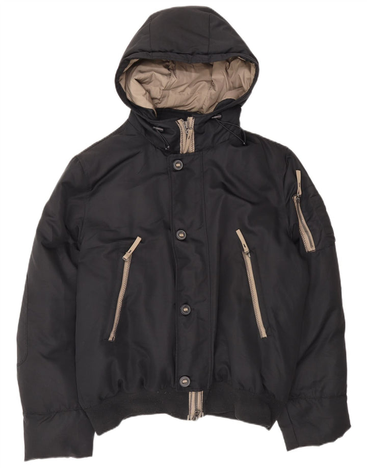 Jaqueta masculina acolchoada com capuz Benetton IT 54 2XL poliéster preto