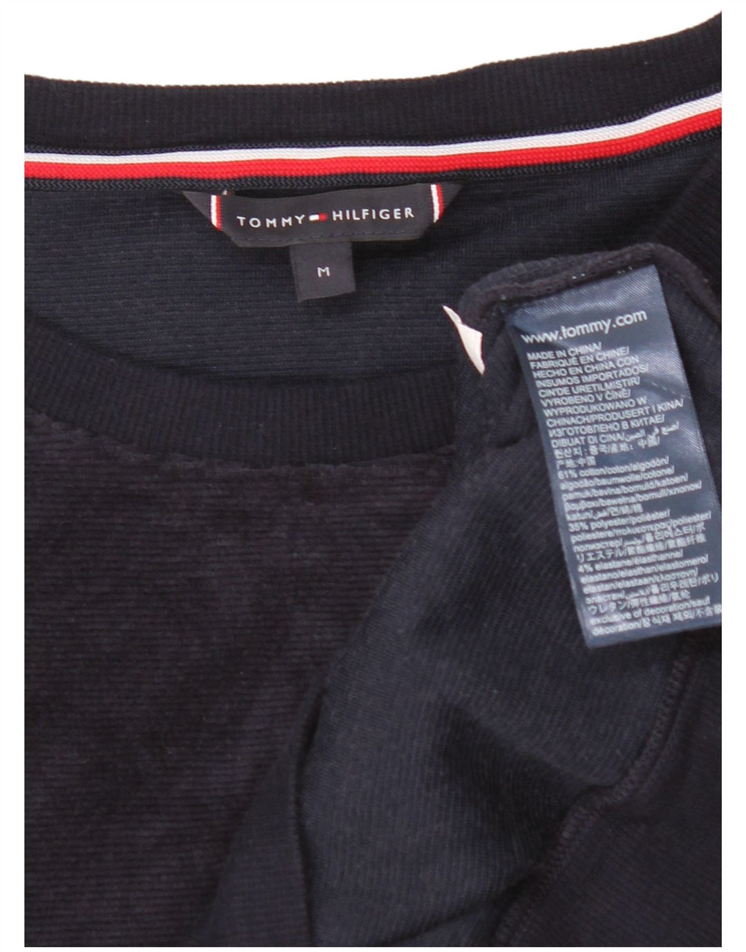 Tommy Hilfiger moletom masculino gráfico de veludo jumper médio azul marinho